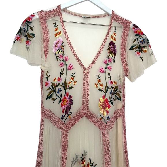 Sundance Cream Garden Soirée Embroidered Dress Maxi Dress Size SP - Picture 2 of 12